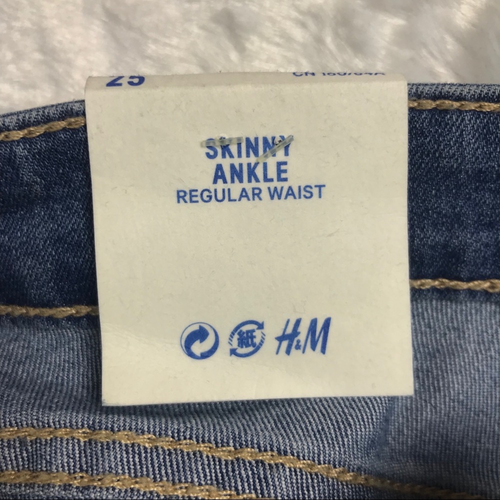 H&M NWT skinny ankle regular waist denim jeans 25 - Picture 7 of 8